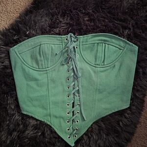 Lioness Teal Lace-Up Corset